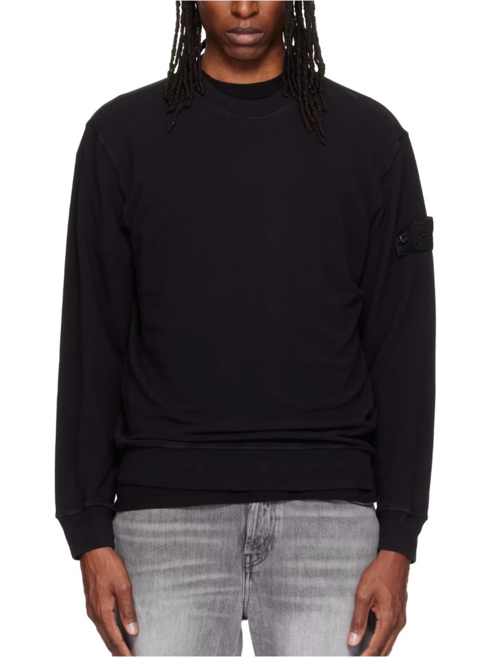 Stone Island Black Crew Neck Sweatshirt Men’s Medium M ~~MISSING PATCH!